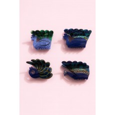 Fashion Alley 7 Cm Peacock Design Hair Claw For Women Pack Of 12 Pc