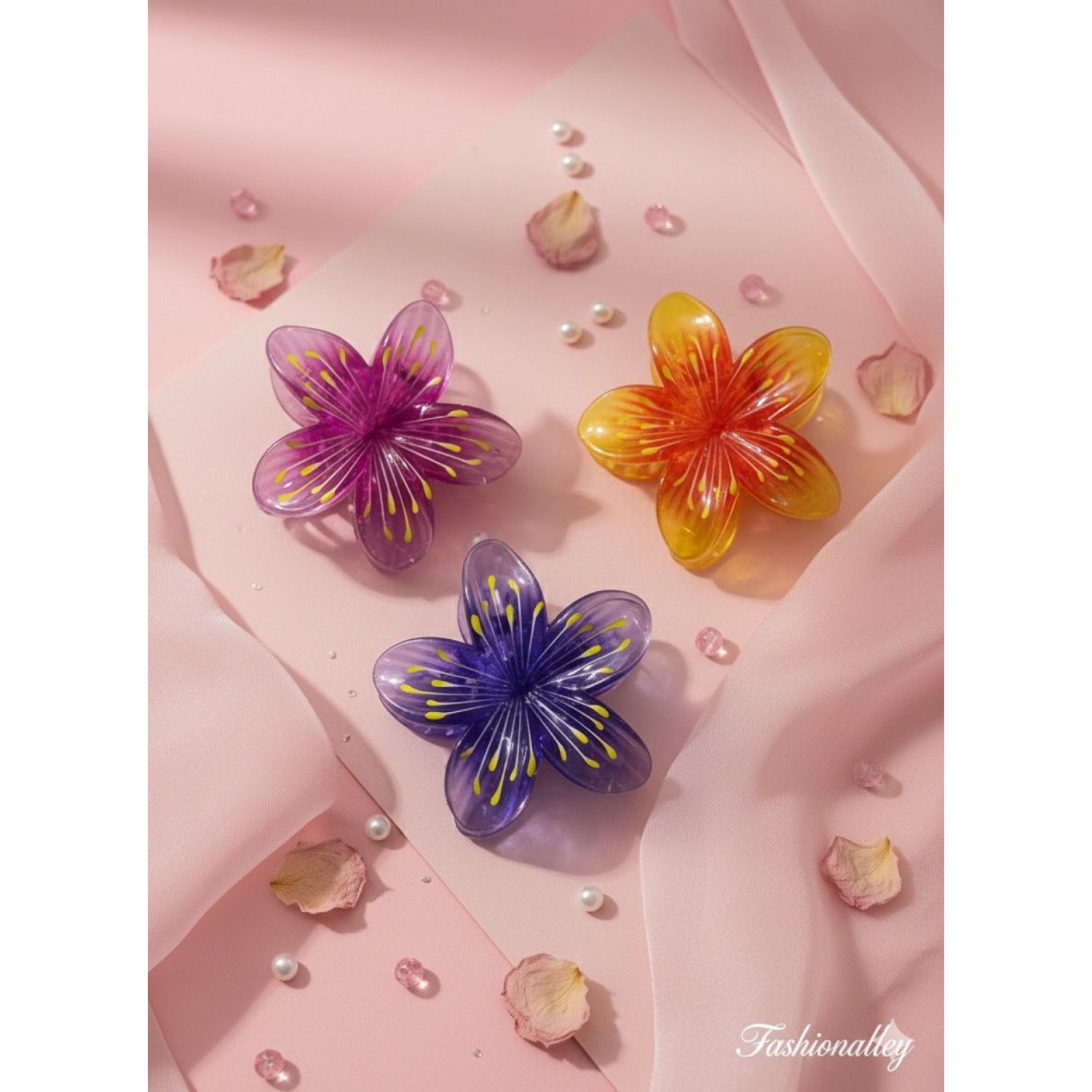 Fashion Alley 8 Cm Flower Shape Hair Claw For Women Pack Of 12 Pc