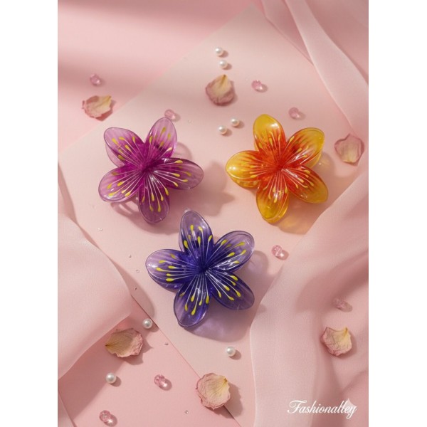 Fashion Alley 8 Cm Flower Shape Hair Claw For Women Pack Of 12 Pc