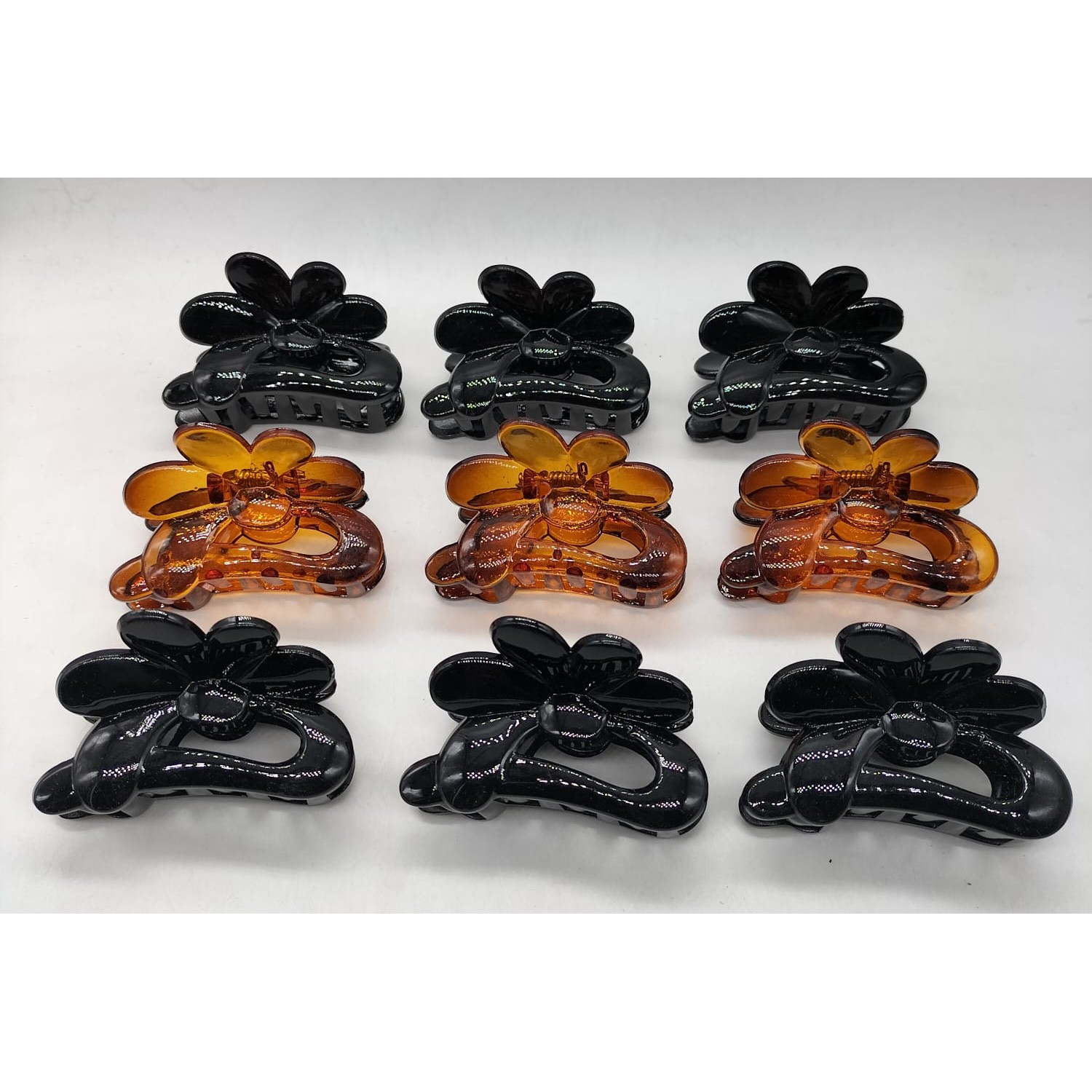 Fashion Alley Korean Shell Black Hair Claw For Women [Pack Of 12]