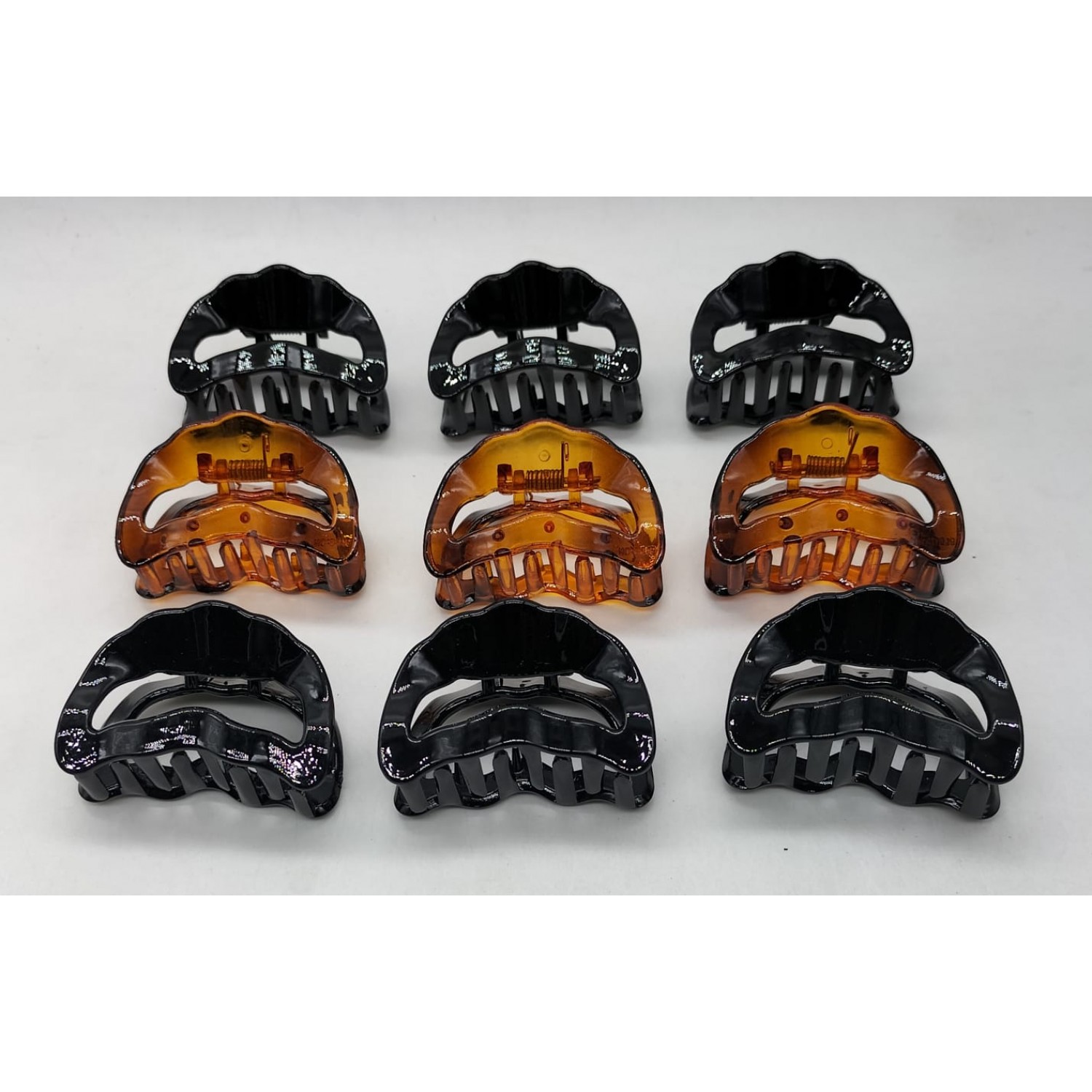 Fashion Alley Korean Shell Black Hair Claw For Women [Pack Of 12]