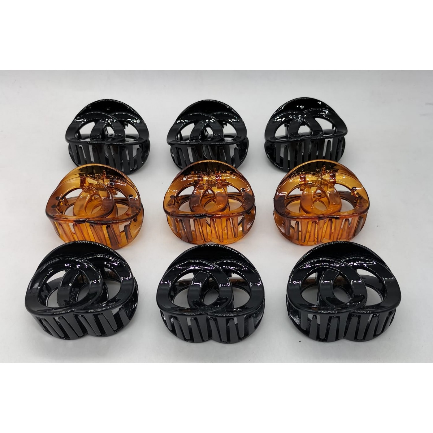 Fashion Alley Korean Shell Black Hair Claw For Women [Pack Of 12]