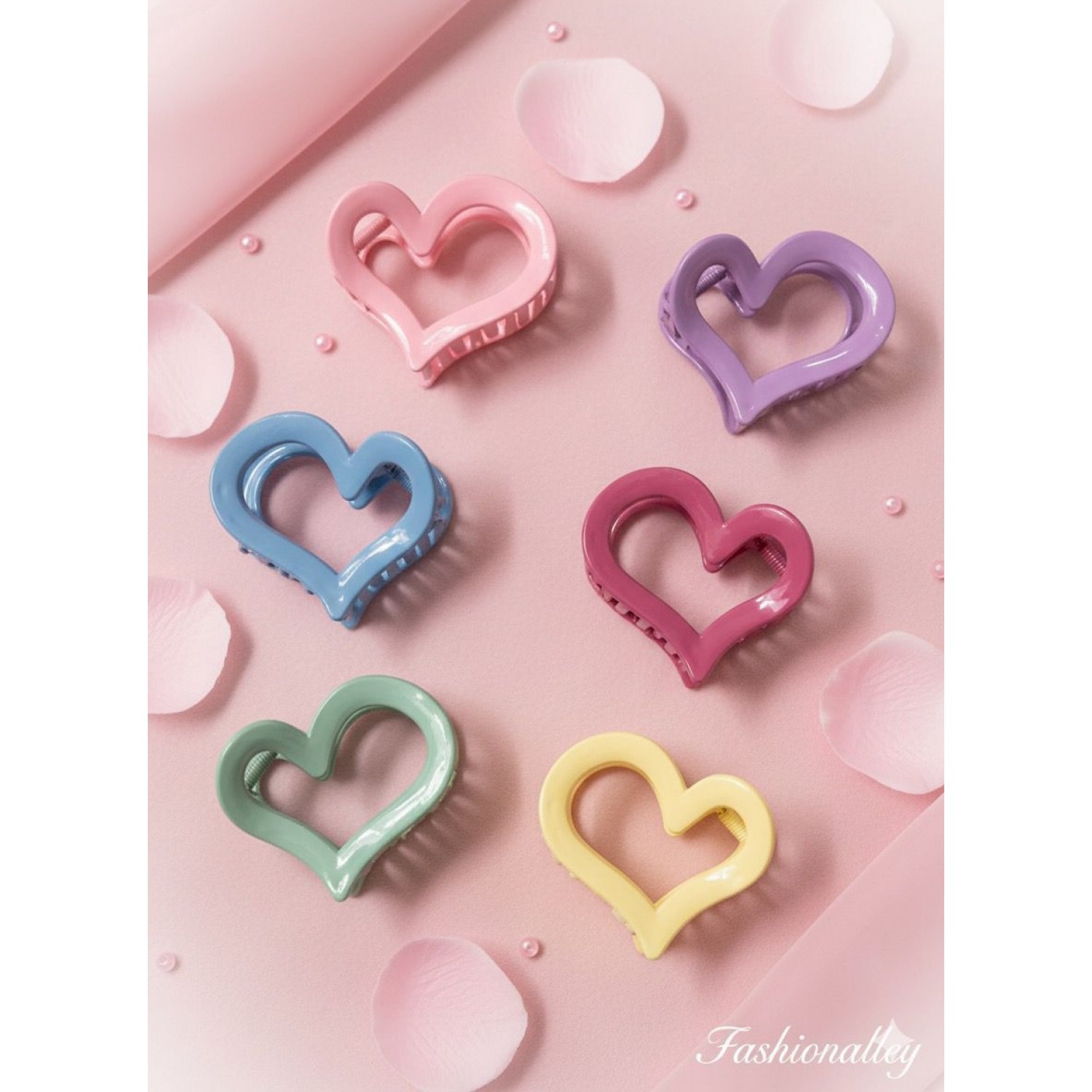 Fashion Alley 7 Cm Heart Shape Hair Claw For Women Pack Of 12 Pc
