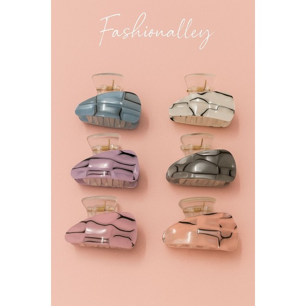 Fashion Alley Assoeted Print Hair Claw For For Women Pack Of 12 Pc