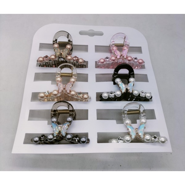 Fashion Alley 6.5 CM Stone Hair Claw For Women Pack Of 6