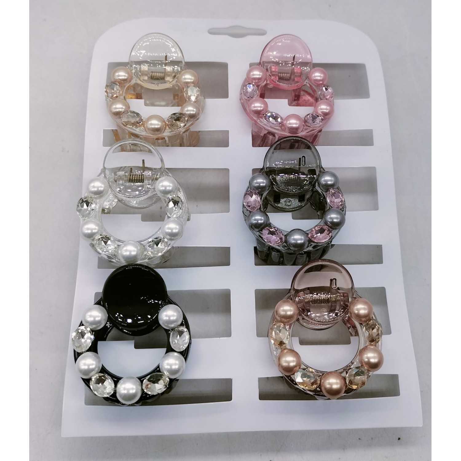 Fashion Alley 3.5 CM Stone Hair Claw For Women Pack Of 6