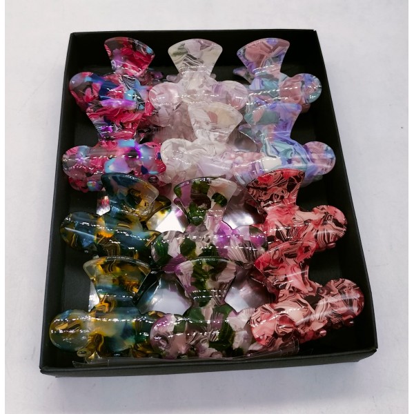 Fashion Alley 4 Cm acrylic sheet  Hair Claw For Women Pack Of 12 Pc