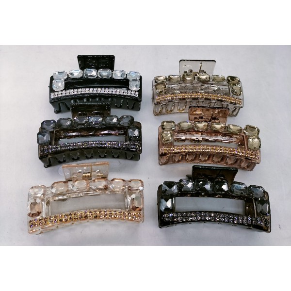 Fashion Alley 7 Cm Stone Hair Claw For Women Pack Of 12 Pc