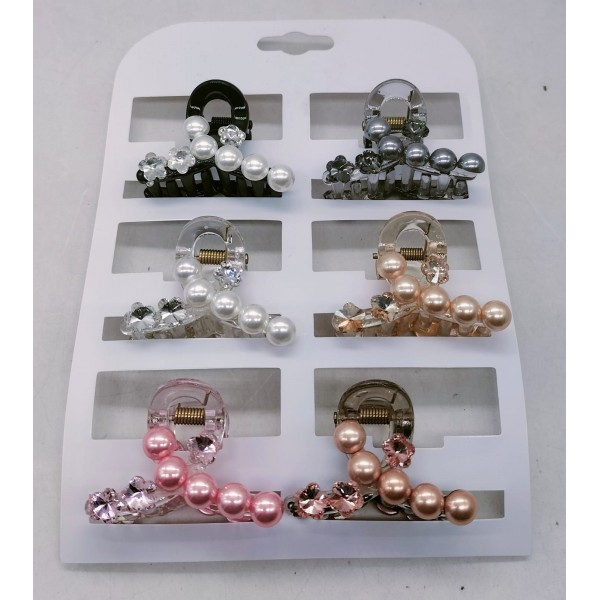 Fashion Alley 5 CM Stone Hair Claw For Women Pack Of 6