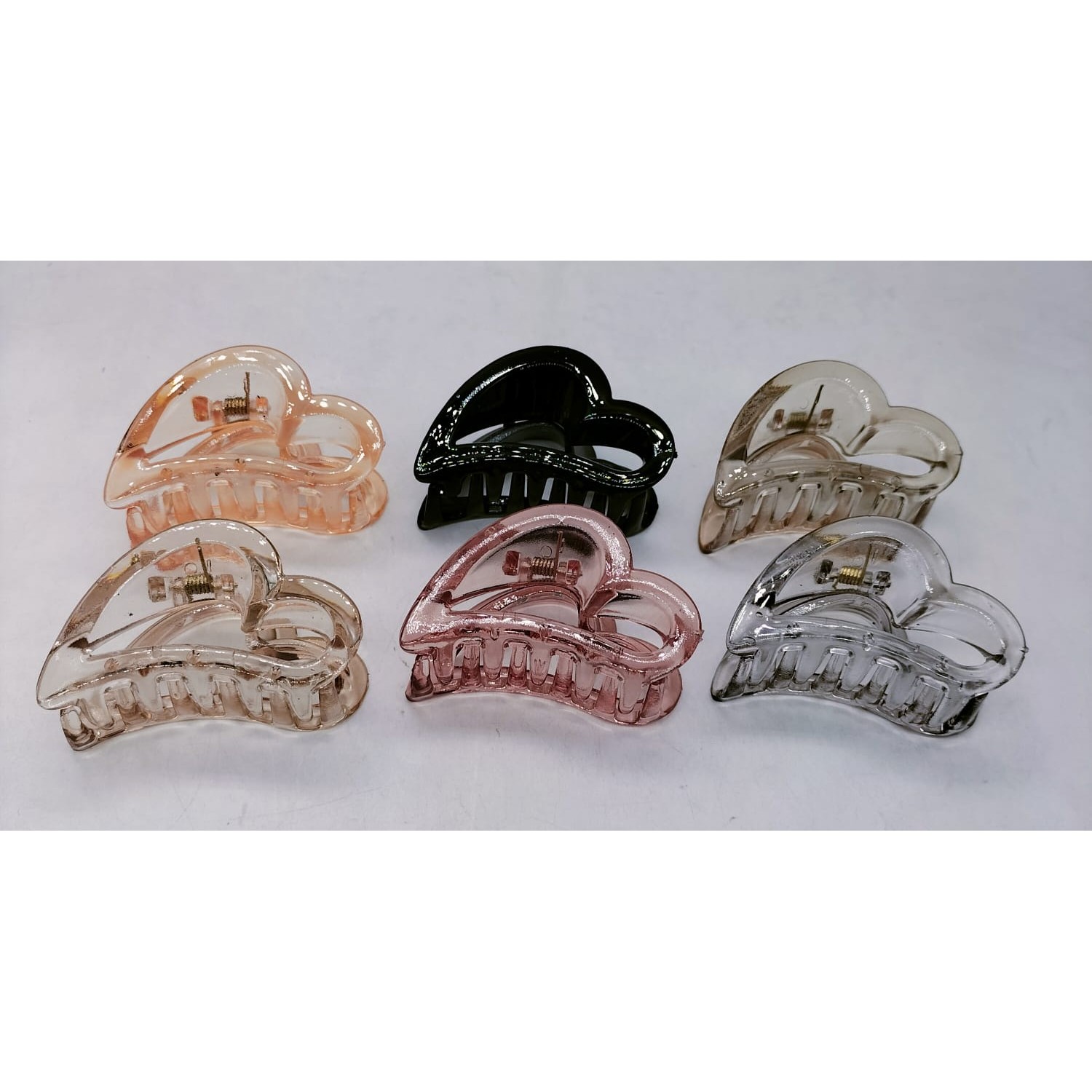 Bofeini Heart Shape Shine 6 CM Hair Claw For Women Pack Of 12 Bofeini Heart Shape Shine 6 CM Hair Claw For Women Pack Of 12