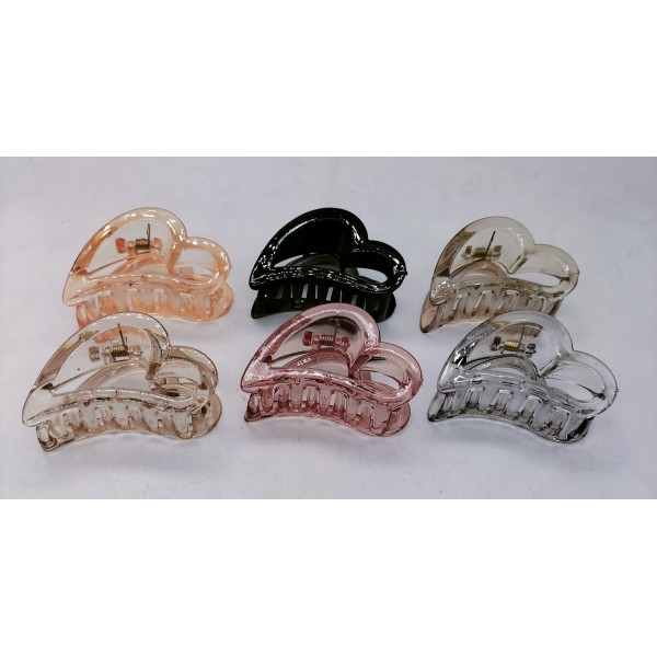 Bofeini Heart Shape Shine 6 CM Hair Claw For Women Pack Of 12