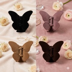 Fashion Alley 6 Cm Butterfly Velvet Hair Claw For Women Pack Of 10 Pc