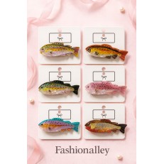 Fashion Alley 11 Cm Assorted Design Fish Hair Claw For Women Pack Of 12 Pc
