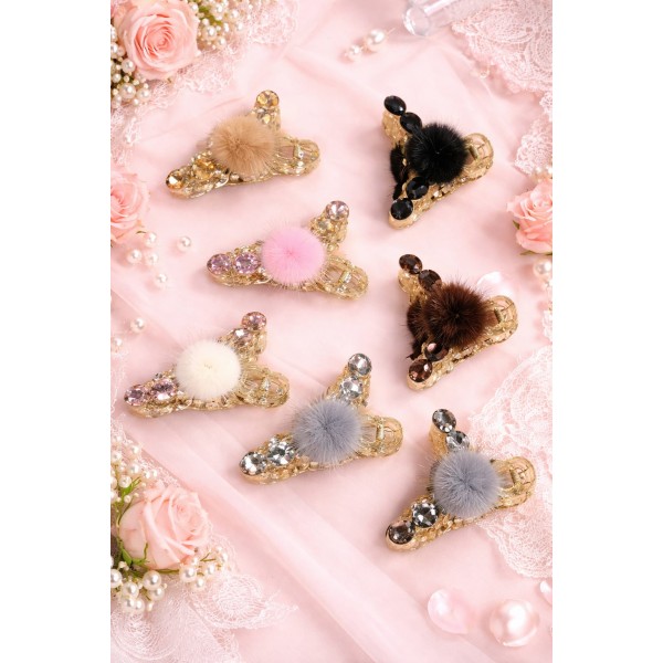 Fashion Alley 8 CM Stone Hair Claw For Women Pack Of 12 Pc