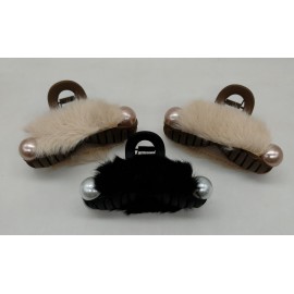 Fashion Alley 9 CM Fur Hair Claw For Women [Pack Of 12]