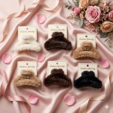 Fashion Alley 8 Cm Fur Hair Claw For Women Pack Of 12