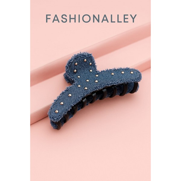 Fashion Alley 12 Cm Denim Stylish Hair Claw For Women Pack Of 12 Pc