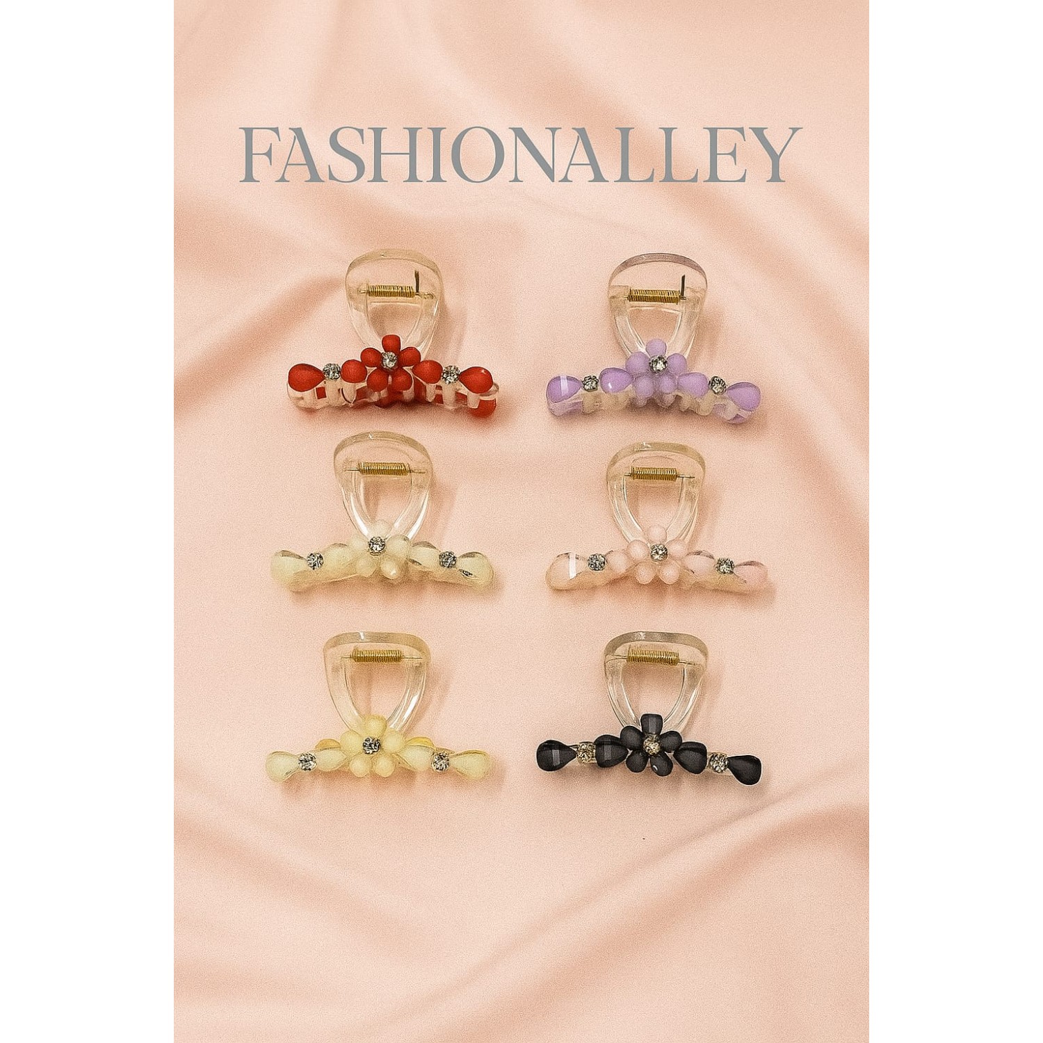 Fashion Alley 8 CM Stone Hair Claw Pack Of 12