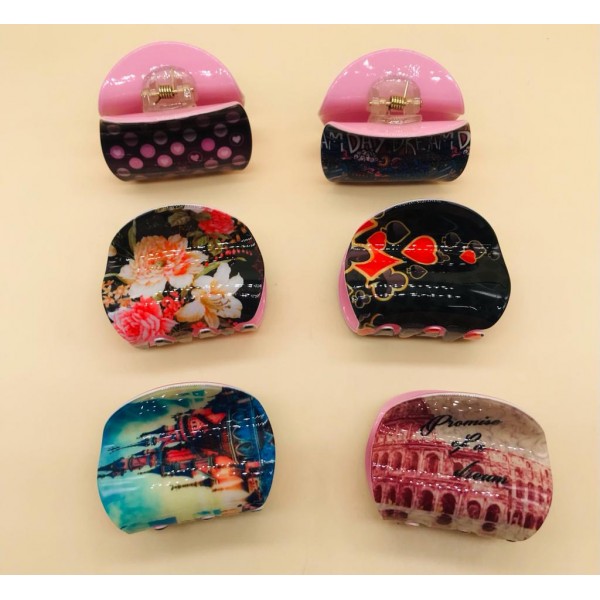 Fashion Alley Random Print  Hair Claw ( Pack of 12 )