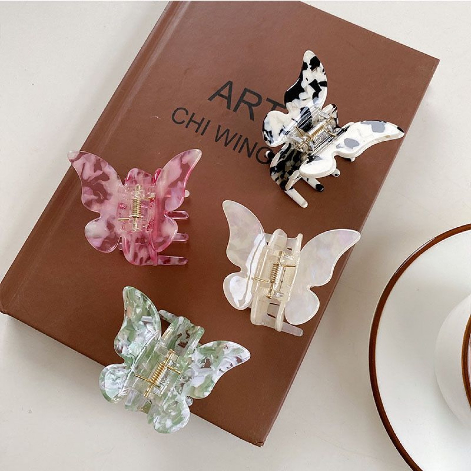 Fashion Alley Assorted Design 4 CM Butterfly Hair Claw For Women [Pack Of 12]