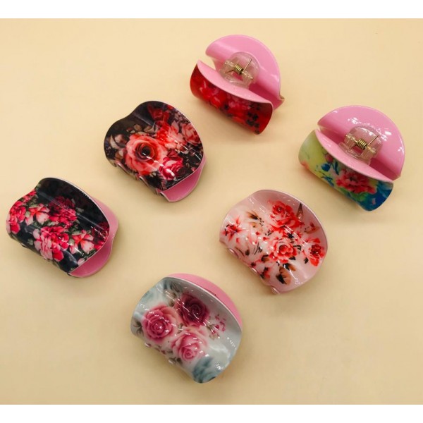 Fashion Alley Random Print  Hair Claw ( Pack of 12 )