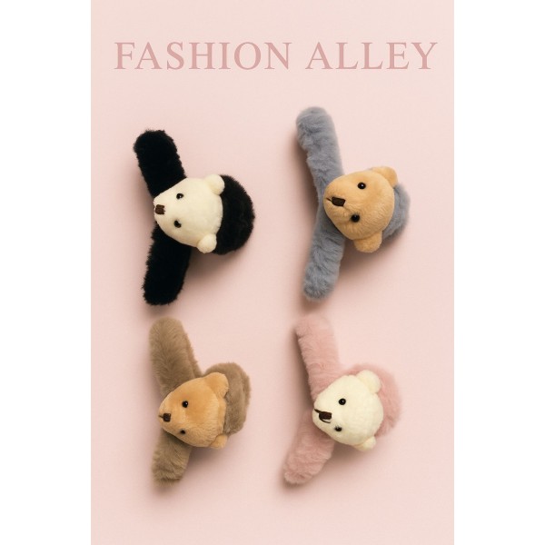 Fashion Alley 11 Cm Teddy Shape Hair Claw For Women Pack Of 12 Pc