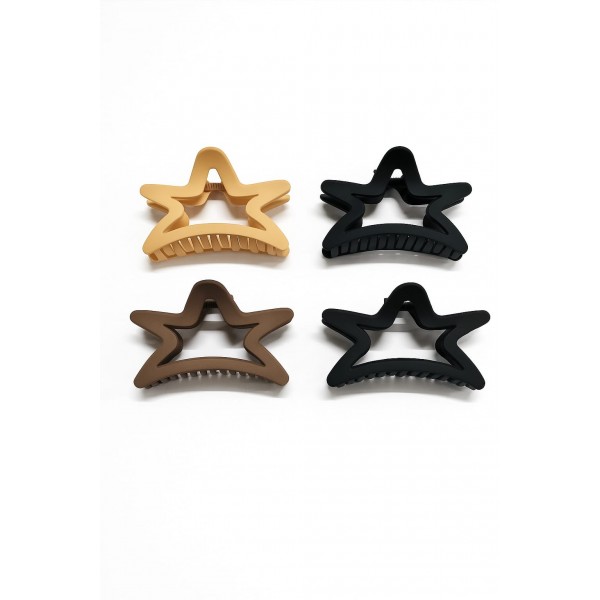 Fashion Alley 11 Cm Matt Star Shape Hair Claw For Women Pack Of 12 Pc