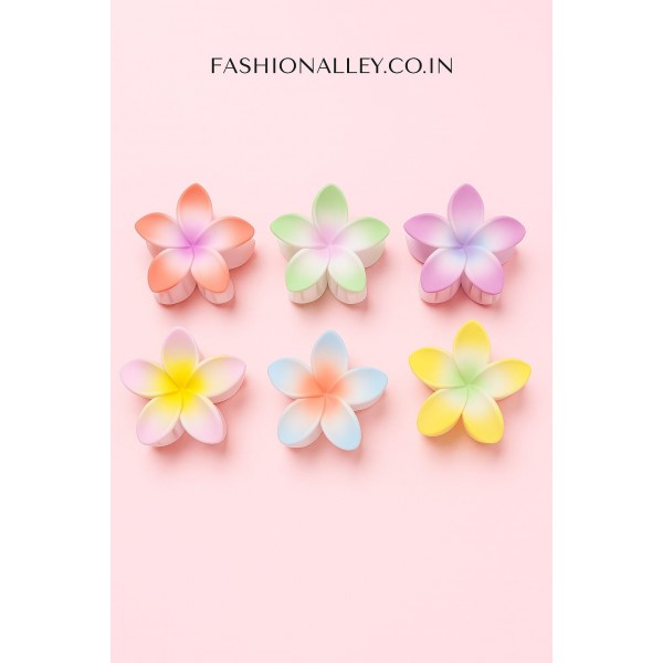 Fashion Alley Flower Shape 8 Cm Matt Hair Claw For Women Pack Of 12 Pc
