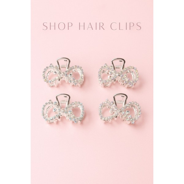 Fashion Alley 4.5 Cm Metal White Metal Hair Claw For Women Pack Of 12 Pc