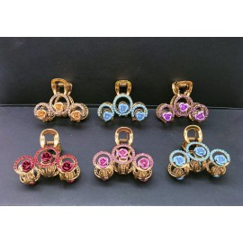 Fashion Alley 4 CM Metal Stone Hair Claw For Women Pack Of 12
