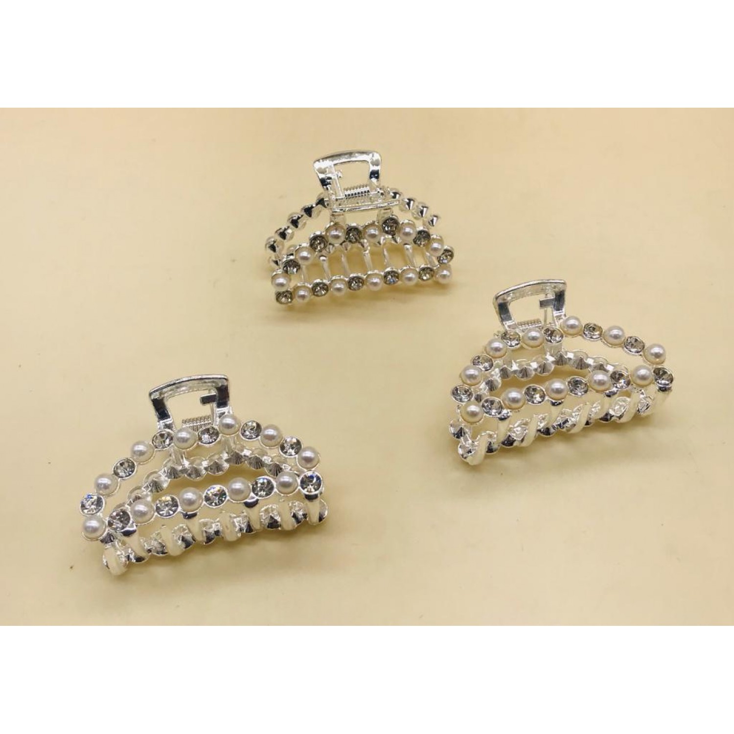 Fashion Alley Random Shape Silver Metal Hair Claw [Pack Of 12]