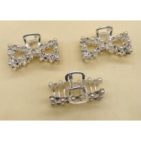 Fashion Alley Random Shape Silver Metal Hair Claw [Pack Of 12]