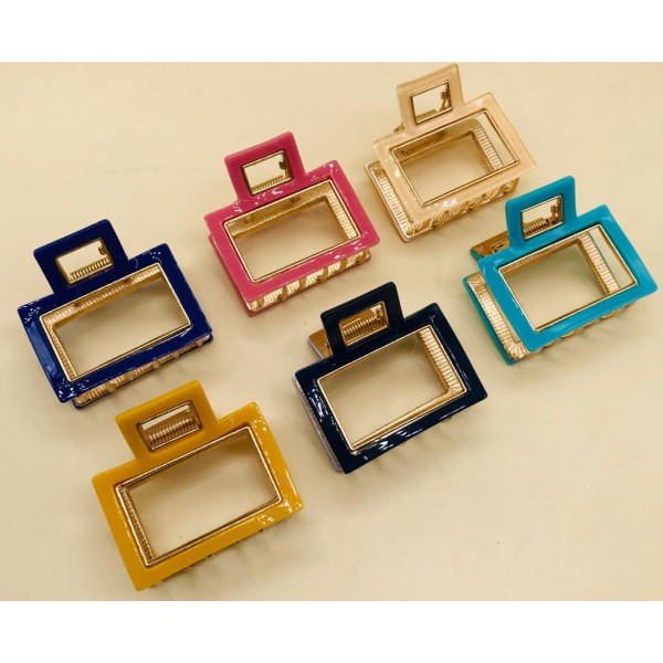 Fashion Alley Random Print Metal Hair Claw [Pack Of 12]