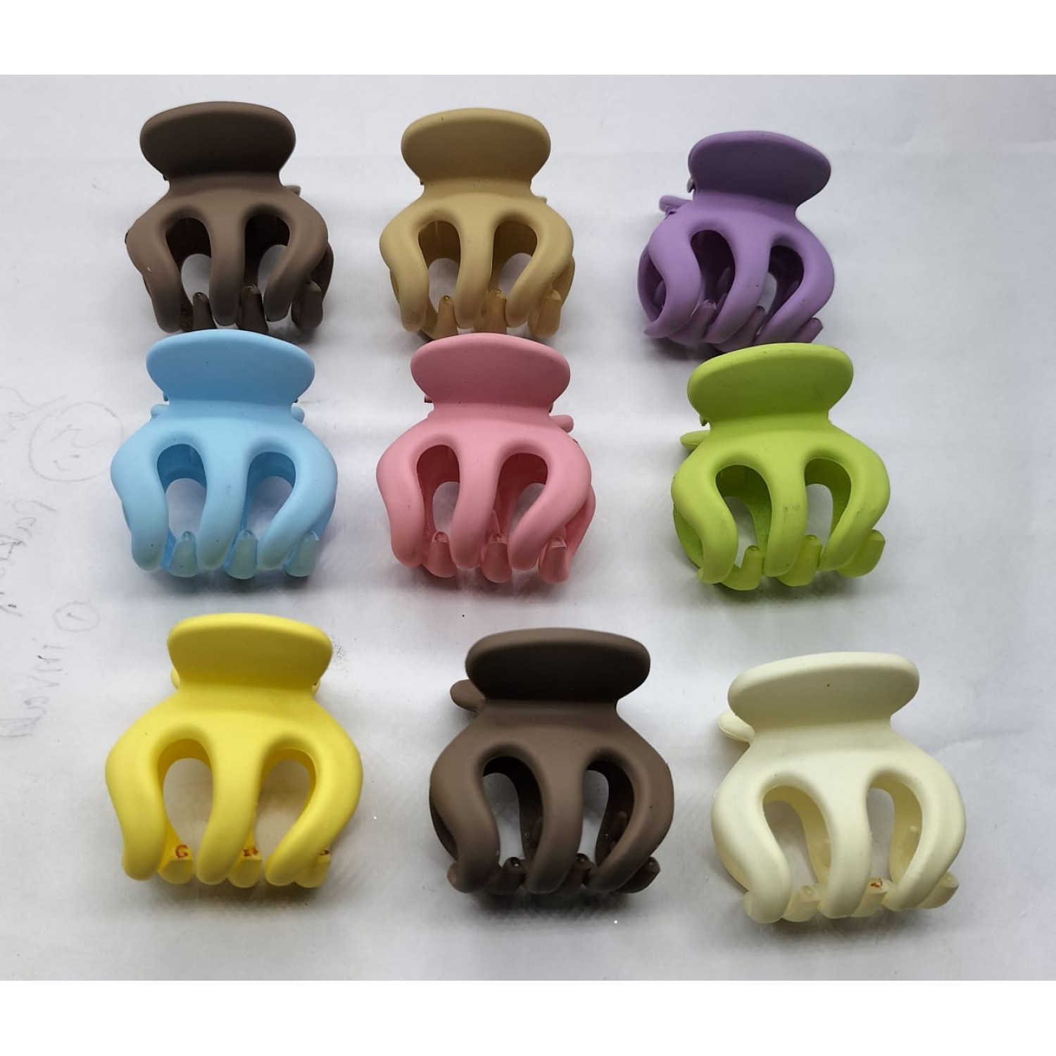 Fashion Alley Assorted Color 3 CM Mini Matt Hair Claw For Women Pack Of 24 Pc