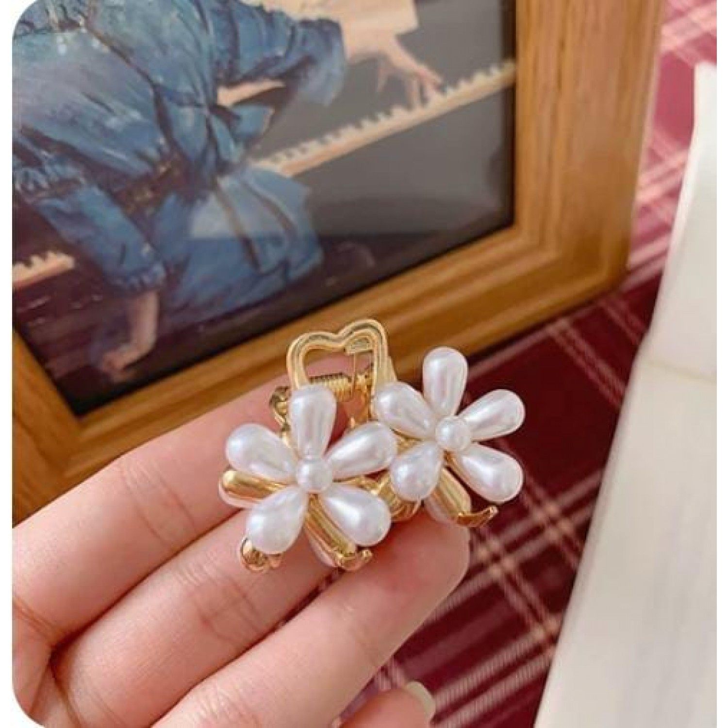 Fashion Alley 3.5 CM Metal Pearl Hair Claw For Women [Pack Of 12]