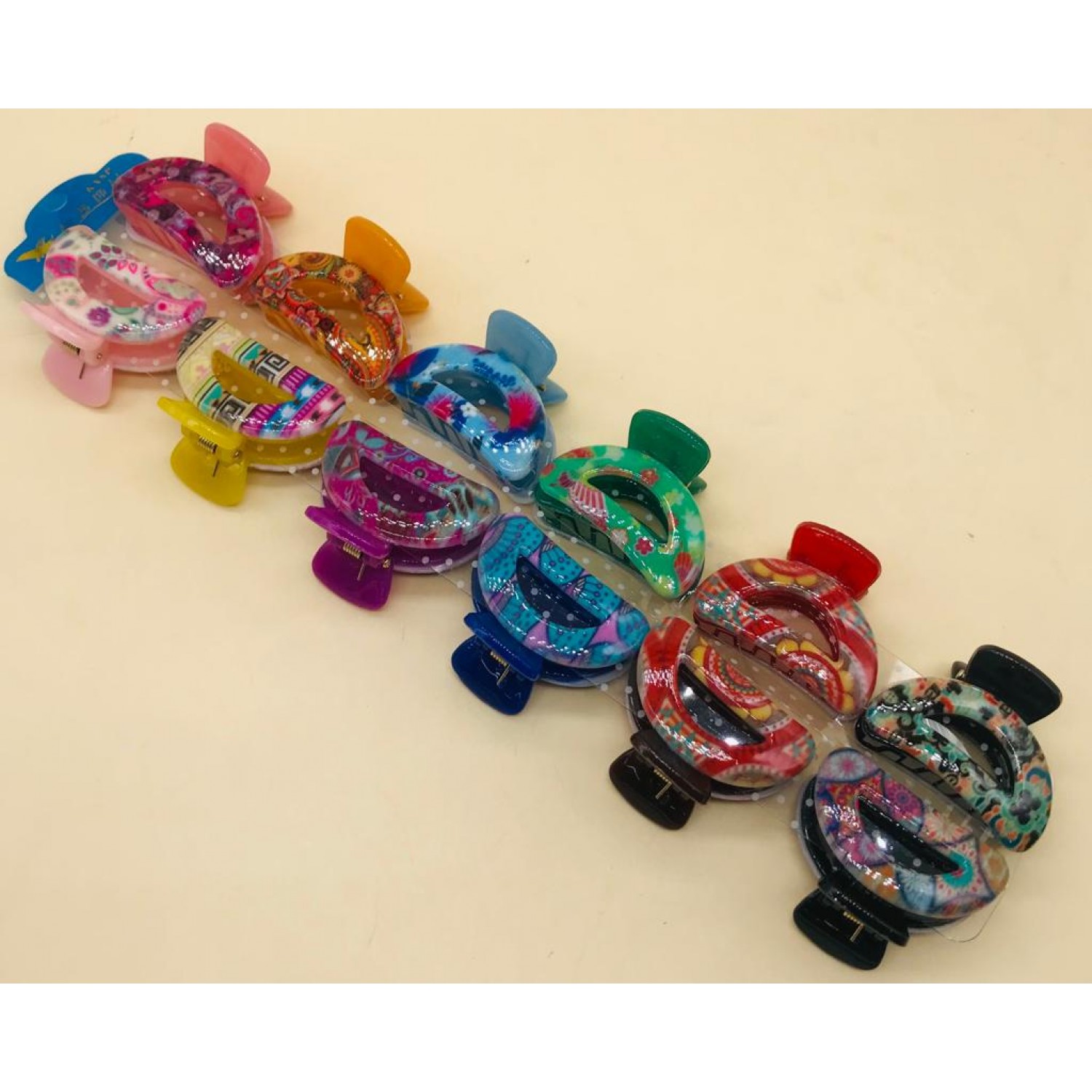 Fashion Alley Random Print Hair Claw ( Pack of 12 ) Fashion Alley Random Print Hair Claw ( Pack of 12 )