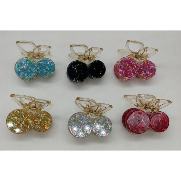 Fashion Alley 4.5 Cm Cherry Shape Random print Hair Claw For Women [Pack Of 12]