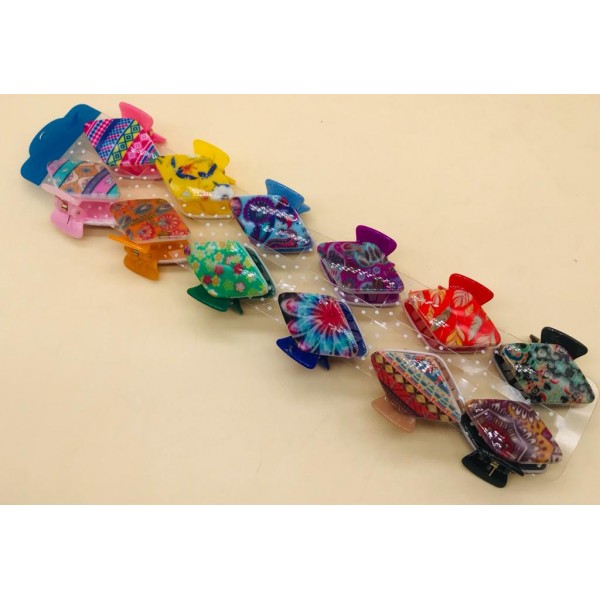 Fashion Alley Random Print Hair Claw Pack of 12 Fashion Alley Random Print Hair Claw Pack of 12