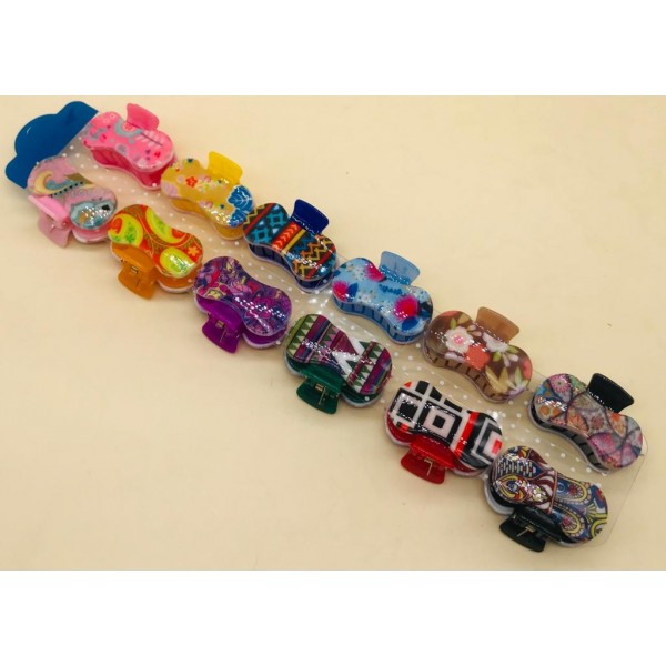 Fashion Alley Random Print Hair Claw ( Pack of 12 )