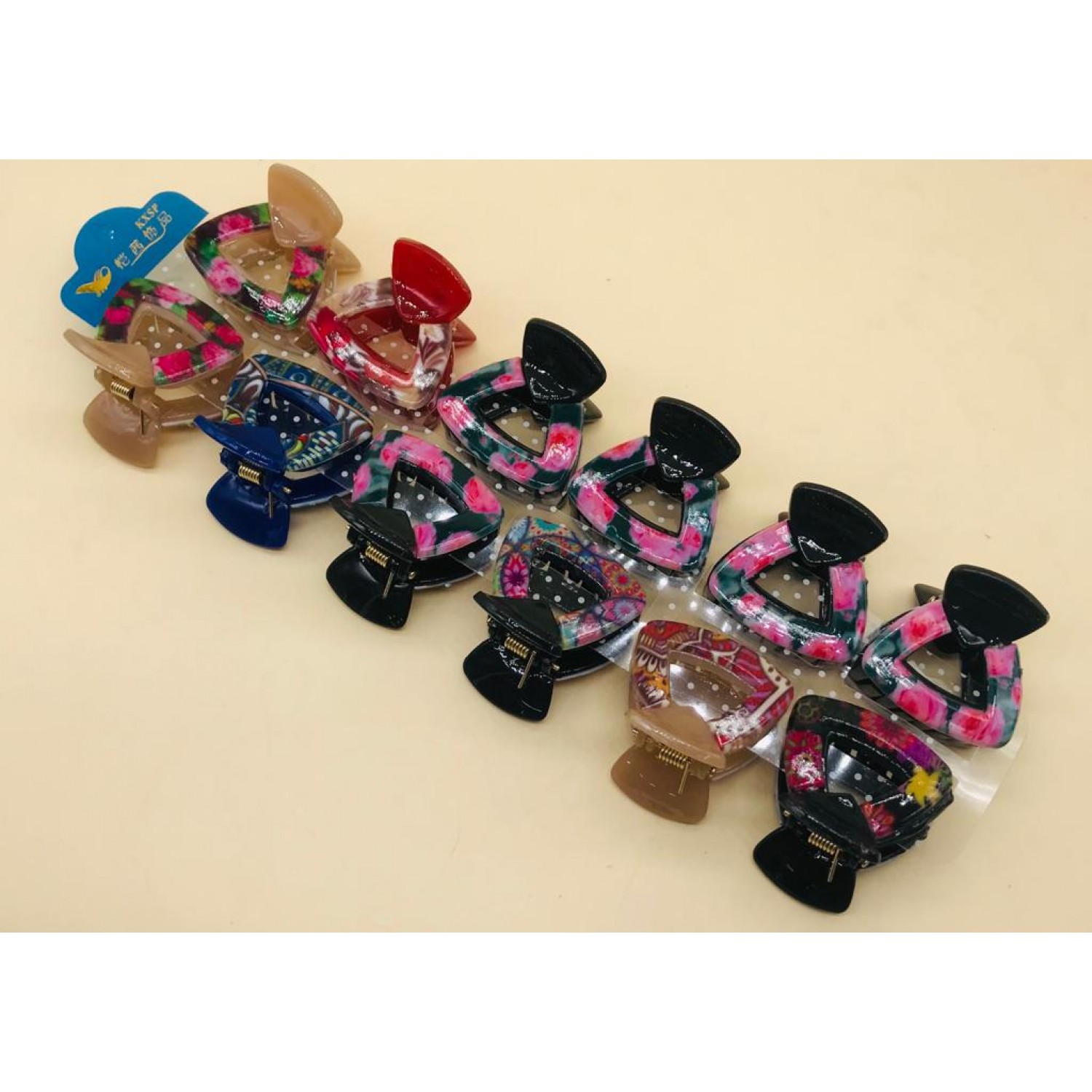 Fashion Alley Random Print Hair Claw ( Pack of 12 )