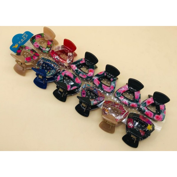 Fashion Alley Random Print Hair Claw ( Pack of 12 )
