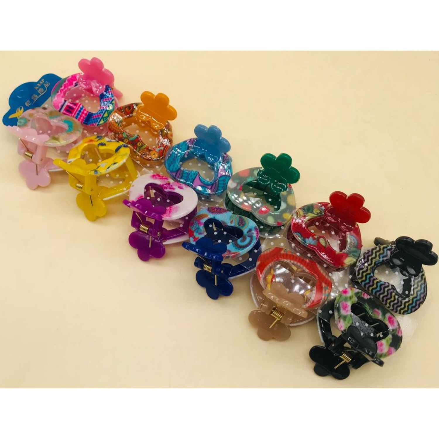 Fashion Alley Random Print Hair Claw ( Pack of 12 )