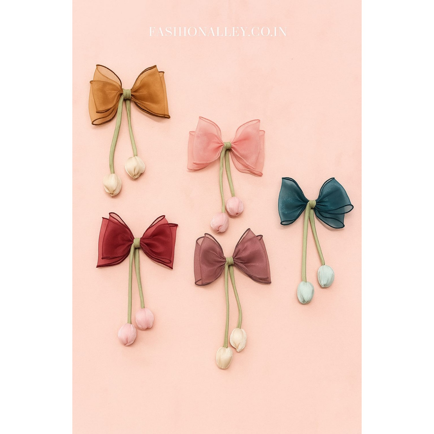 Fashion Alley Flower Design Bow Hair Pin For Women Pack Of 5 Pc