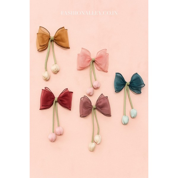 Fashion Alley Flower Design Bow Hair Pin For Women Pack Of 5 Pc