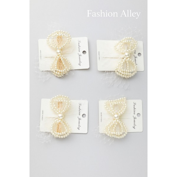 Fashion Alley Pearl Bow Pin For Women Pack Of 12 Pc