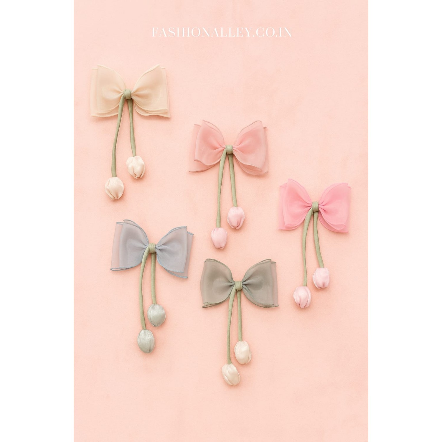 Fashion Alley Flower Design Bow Hair Pin For Women Pack Of 5 Pc