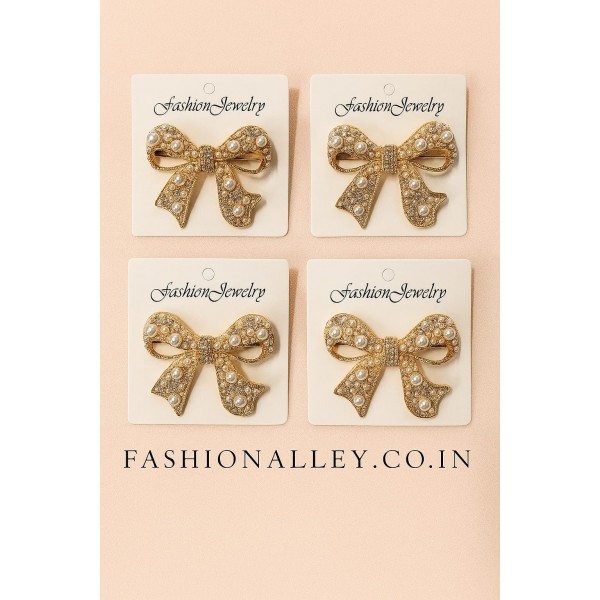 Fashion Alley Metal Bow Pin For Women Pack Of 12 Pc