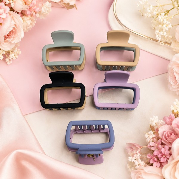 Fashion Alley 5Cm Matt Hair Claw For Women Pack Of 12