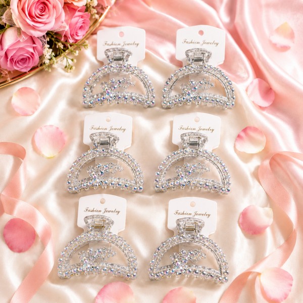 Fashion Alley 4.5 Cm Metal White Metal Hair Claw For Women Pack Of 12 Pc