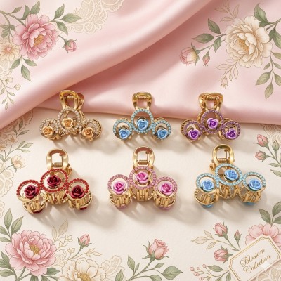 Fashion Alley 4 CM Metal Stone Hair Claw For Women Pack Of 12